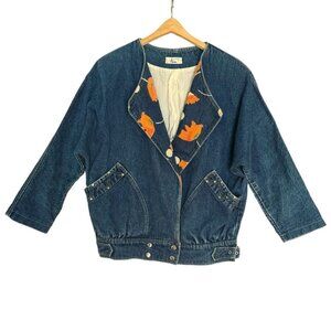 ACME Denim Jacket with Vibrant Orange Details